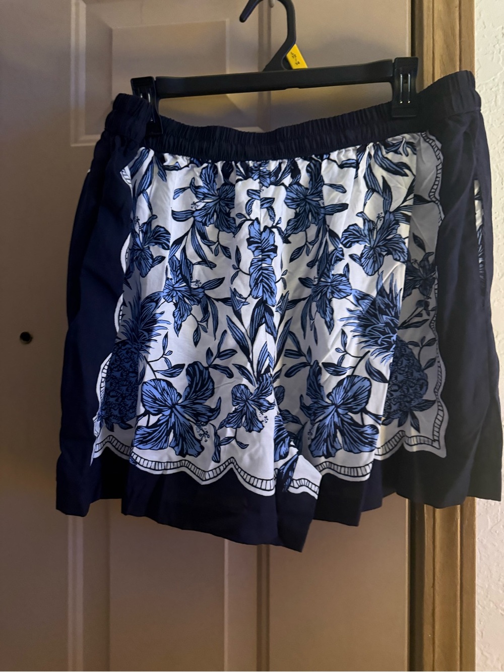Blue & White Floral A-Line Shorts